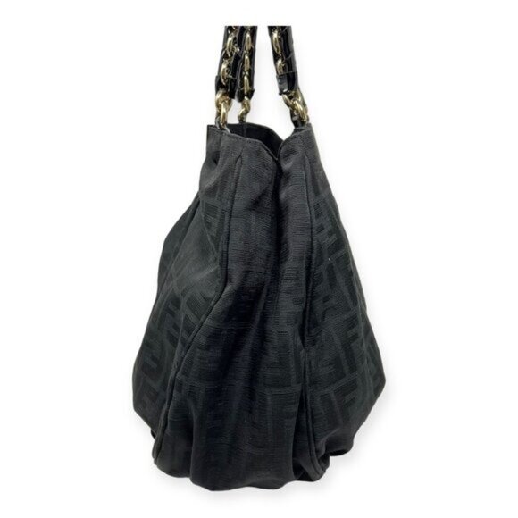 Fendi Large Zucca Black Canvas Monogram Mia Shoulder Bag - Picture 10 of 16
